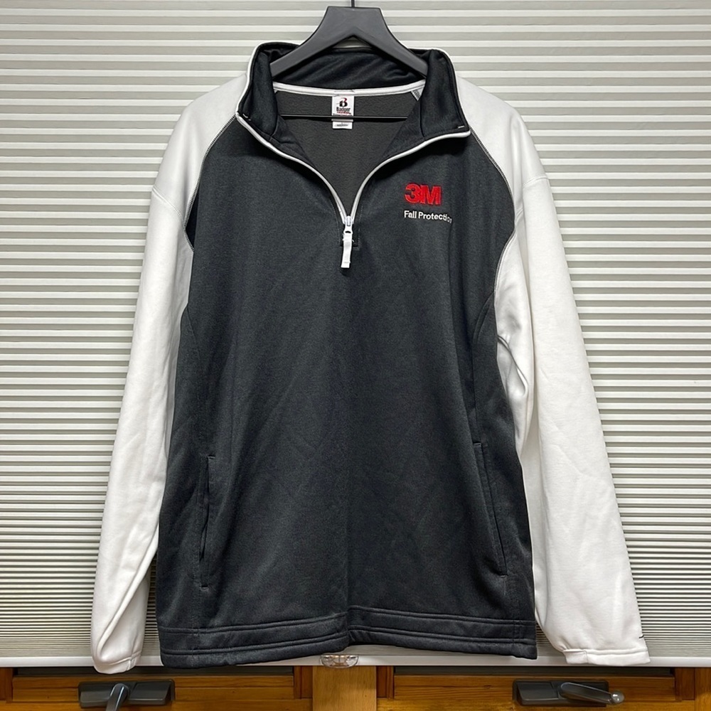 Badger Sport Gray and White 3M Fall Protection 1/4 Zip Pullover Sweatshirt